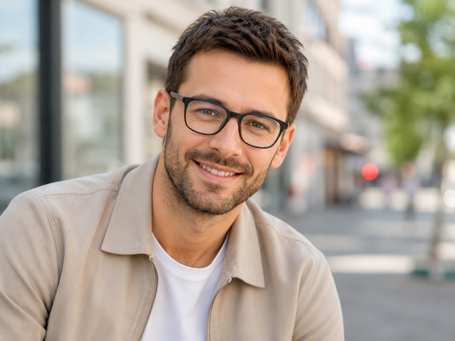 Model with glasses